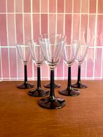 Luminarc Domino Zwarte Borrelglaasjes Set, Antiek en Kunst, Antiek | Glas en Kristal, Ophalen of Verzenden