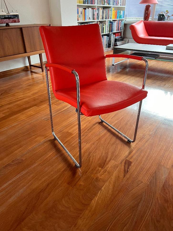 Leolux Talos eetkamerstoelen - 6 stuks!, Huis en Inrichting, Stoelen, Zo goed als nieuw, Vijf, Zes of meer stoelen, Leer, Rood