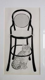 kat onder thonetstoel, Antiek en Kunst, Kunst | Schilderijen | Klassiek, Ophalen