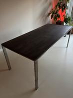 Eiken eettafel met RVS onderstel, Huis en Inrichting, Ophalen, 200 cm of meer, 50 tot 100 cm, Zo goed als nieuw