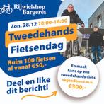 Tweedehands Fietsenmarkt 100+ rijklare fietsen Zondag 28/12”, Ophalen, Gebruikt, Overige merken
