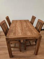 Houten Eettafel met 4 Stoelen, Huis en Inrichting, Tafels | Eettafels, Ophalen, Gebruikt, Eikenhout, 50 tot 100 cm