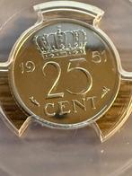 Zeldzaam kwartje 1951 proof, Ophalen of Verzenden, Koningin Juliana, 25 cent, Losse munt