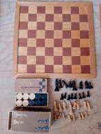 glazen schaakbord - houten dam / schaak bord dammen, Hobby en Vrije tijd, Gezelschapsspellen | Bordspellen, Een of twee spelers