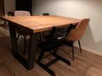 Eiken houten tafel met stalen poten, Huis en Inrichting, Tafels | Eettafels, Ophalen, Gebruikt, Eikenhout, 200 cm of meer