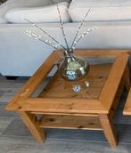 Bijzettafel of salontafel hout met glas, Huis en Inrichting, Tafels | Bijzettafels, Gebruikt, Hout, Ophalen