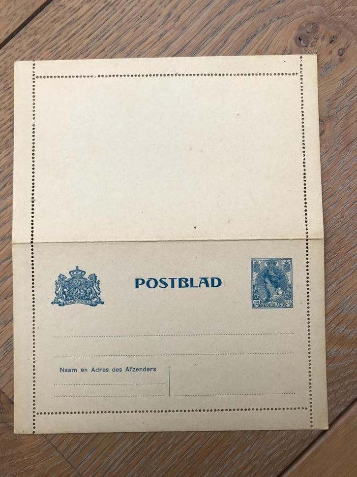NEDERLAND, Puntgaaf ongebruikt POSTBLAD met 12.5 ct postzege, Postzegels en Munten, Brieven en Enveloppen | Nederland, Overige typen