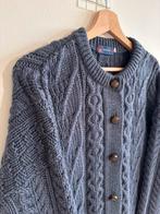 NEW 100% wool aran cable knit cardigan dark blue sz L, Maat 42/44 (L), Nieuw, British Wool, Verzenden