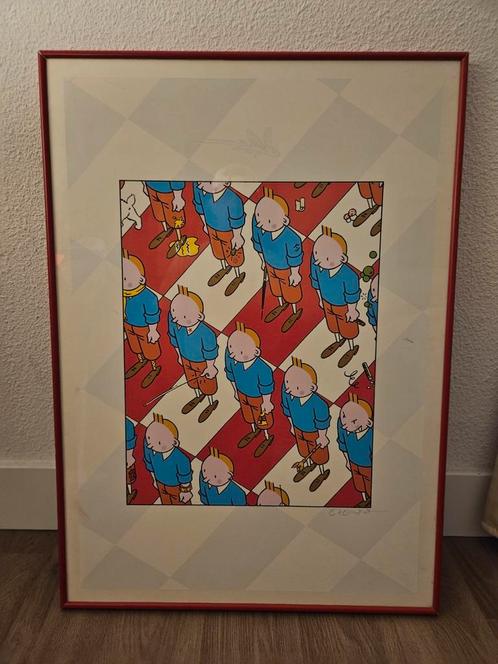 Hergé Kuifje Zeefdruk - Ingelijst - Exem 1997, Antiek en Kunst, Kunst | Litho's en Zeefdrukken, Ophalen