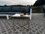 Nette chique bijzet tafel goud met glas, 45 tot 60 cm, Minder dan 55 cm, Vierkant, Ophalen of Verzenden