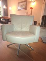 Leder draai fauteuil licht grijs, Ophalen, Gebruikt, Minder dan 75 cm, Leer
