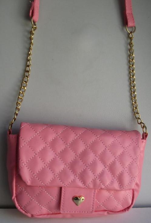 Tas~Roze Kindertas~Tasje~Schoudertasje~Doorgestikt~Goud kleu, Sieraden, Tassen en Uiterlijk, Tassen | Schoudertassen, Zo goed als nieuw