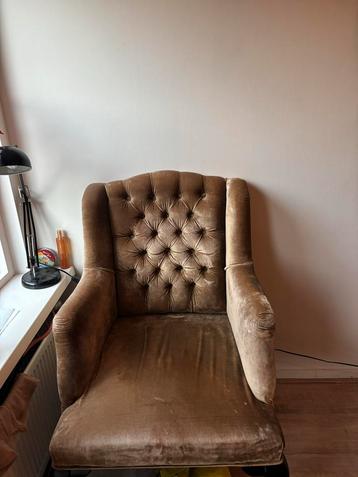 Luxe Gouden Fluweel Relax Stoel beschikbaar voor biedingen