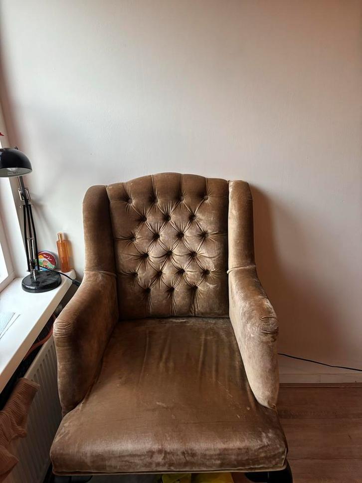 Luxe Gouden Fluweel Relax Stoel, Huis en Inrichting, Fauteuils, Zo goed als nieuw, Stof, 75 tot 100 cm, Ophalen of Verzenden