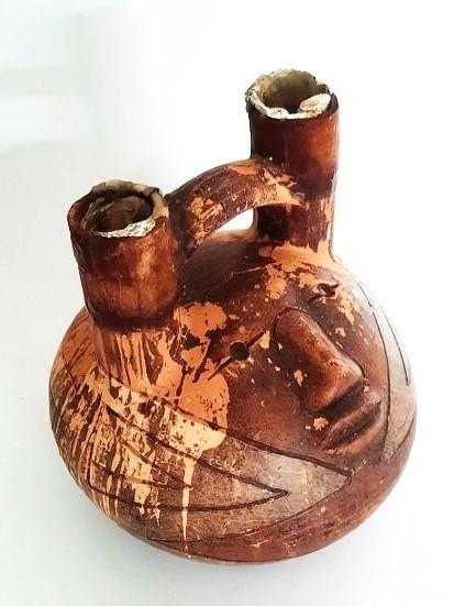 Oude aardewerk kandelaar, Peru (1), Huis en Inrichting, Woonaccessoires | Kandelaars en Kaarsen, Gebruikt, Kandelaar, Minder dan 25 cm