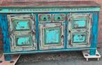 Groot dressoir buffetkast vintage India Ibiza stijl boho, Ophalen, Met deur(en), 150 tot 200 cm, Zo goed als nieuw