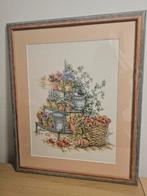 Geborduurde Tuin Scene Ingelijst, Antiek en Kunst, Ophalen