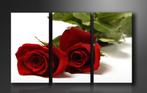 Nieuw * 3 Luik Canvas Schilderij * Rode Rozen Roos 90x160cm, Ophalen of Verzenden