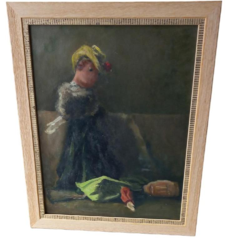 Lilian Adcock (1944) "poppen"., Antiek en Kunst, Kunst | Schilderijen | Abstract, Ophalen of Verzenden