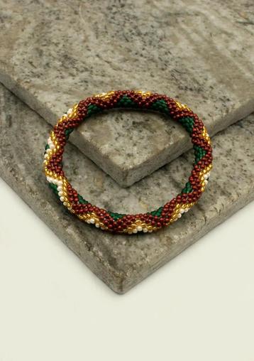 Glaskralen armband - donkergroen, goud en bruin - RB503 beschikbaar voor biedingen