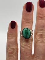 B804 Prachtige zilveren malachiet ring maat 16,5, Sieraden, Tassen en Uiterlijk, Ringen, Ophalen of Verzenden, Kleiner dan 17