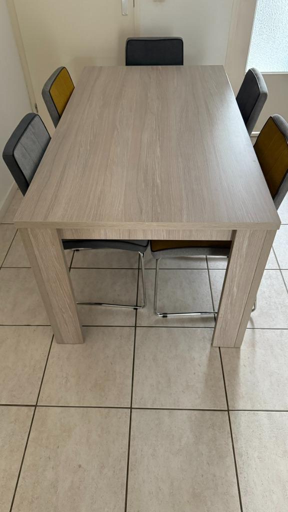 Eettafel eikenhout + 6 stoelen, Huis en Inrichting, Tafels | Eettafels, Zo goed als nieuw, 100 tot 150 cm, 50 tot 100 cm, Vijf personen of meer