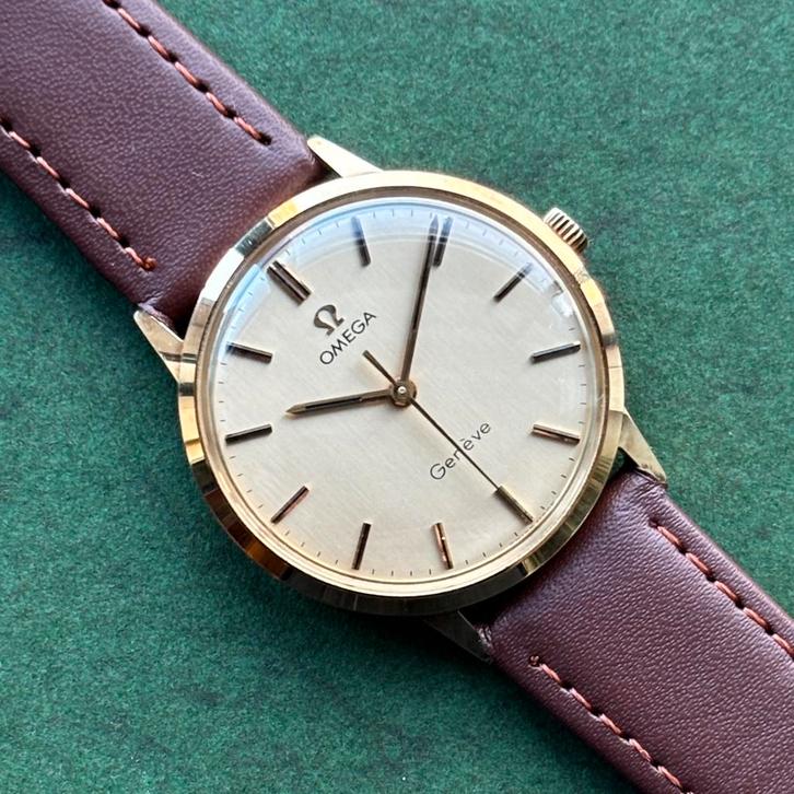 Omega Genève 131.041 vintage 14k massief goud mint conditie., Sieraden, Tassen en Uiterlijk, Horloges | Heren, Zo goed als nieuw