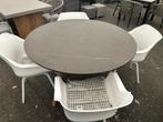 Ronde tuintafel 140øcm met 4 witte stoelen, 4 zitplaatsen, Kunststof, Ophalen of Verzenden, Zo goed als nieuw