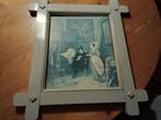 Oude reproductie in grijze houten lijst, geen glas Afm. 46x4, Ophalen of Verzenden