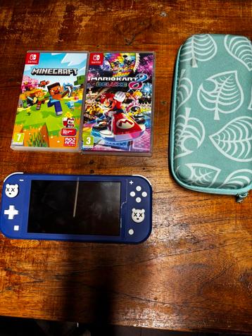 Nintendo Switch Lite met hoesje + Mario Kart & Minecraft! beschikbaar voor biedingen