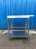 Kleine rvs werktafel, Ophalen, Gebruikt, Metaal of Aluminium, 60 cm of meer