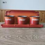 EMAILLE GEVLAMD/TERRACOTTA ZAND ZEEP EN SODA MET REKJE., Ophalen of Verzenden