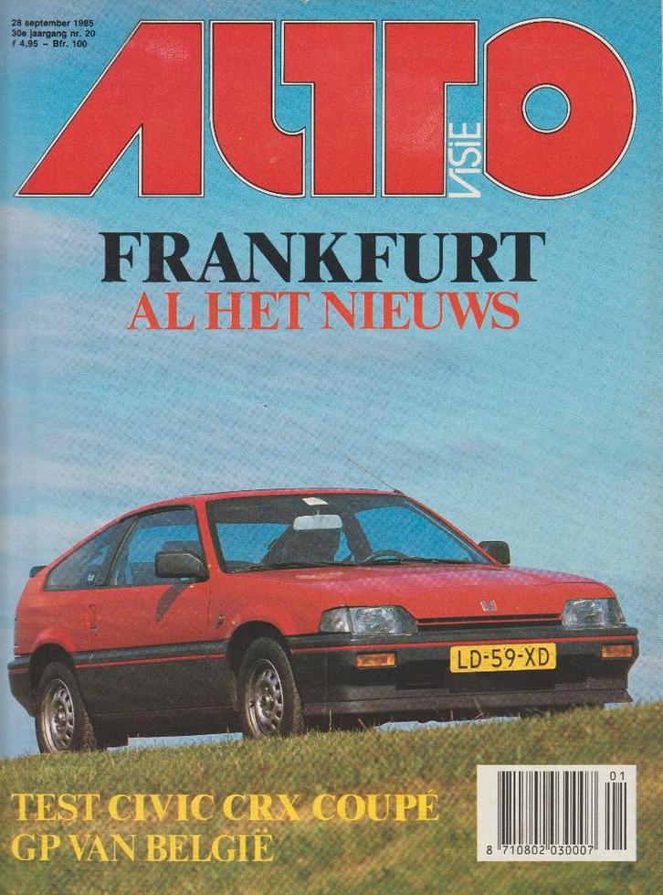 Honda Civic CRX coupe test in Autovisie 1985, Boeken, Auto's | Folders en Tijdschriften, Gelezen, Honda, Ophalen of Verzenden