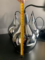 3 Zilverkleurige Hanglampen - Nieuw!, Ophalen of Verzenden, Nieuw, Glas, Minder dan 50 cm