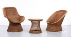 set Rotan stoelen en bijpassende tafel Rohe Noordwolde 1960, Huis en Inrichting, Riet of Rotan, Twee, Bruin, Zo goed als nieuw