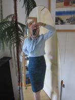 jaren 70 mantelpakje (bouclé rok + blouse) M40/42, Maat 38/40 (M), Kostuum of Pak, Blauw, Katharina van Braun