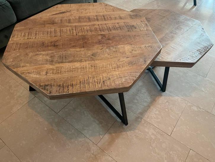 Salontafel set mango hout, Huis en Inrichting, Tafels | Salontafels, Nieuw, Minder dan 50 cm, 50 tot 100 cm, Overige vormen, Overige houtsoorten