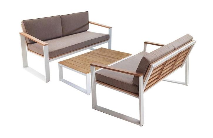 Loungeset Melton | 3-delig | Acacia | Eurofar, Tuin en Terras, Tuinsets en Loungesets, Nieuw, Loungeset, Hout, 4 zitplaatsen, Bank