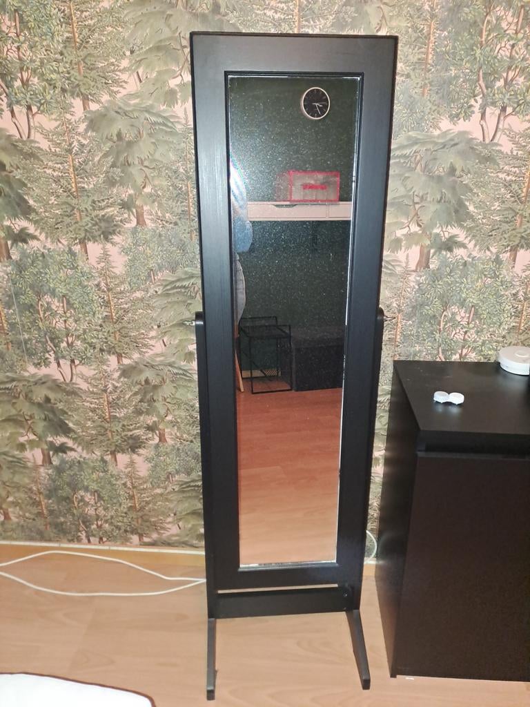 Staande sieradenkast met spiegel, Huis en Inrichting, Woonaccessoires | Spiegels, Ophalen, Minder dan 50 cm, Gebruikt, 150 tot 200 cm