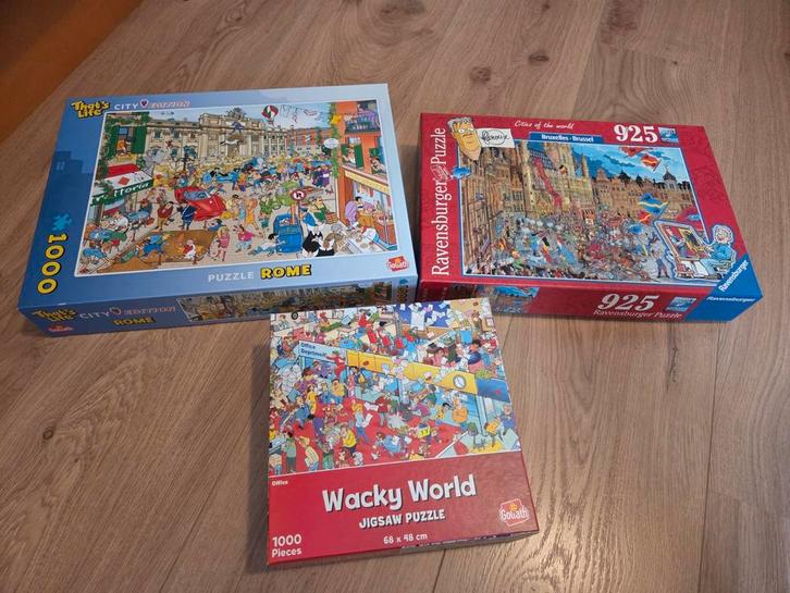 Puzzel Collectie: Rome, Brussel, Wacky World, Hobby en Vrije tijd, Denksport en Puzzels, Zo goed als nieuw, Legpuzzel, 500 t/m 1500 stukjes