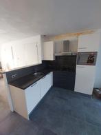 Antraciet hoekkeuken met inbouwapparatuur, Gebruikt, Zwart, Hoekkeuken, Ophalen of Verzenden