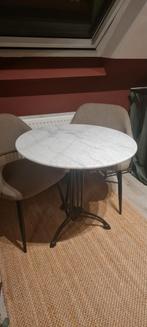 Marmeren bistrotafel met gietijzeren onderstel, Ophalen, Bistro, 50 tot 100 cm, Rond