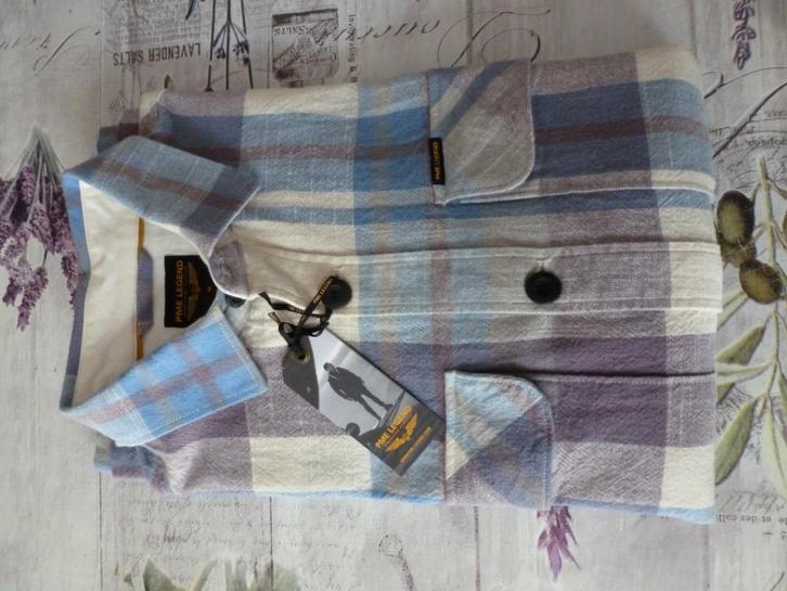 6.) PME Legend Blouse - M Blauw/Wit/Grijs, Kleding | Heren, Overhemden, Nieuw, Halswijdte 39/40 (M), Blauw, Ophalen of Verzenden