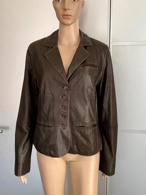 i569 Echt-leren jasje maat 38=M blazer colbert leer d-bruin, Kleding | Dames, Jasjes, Kostuums en Pakken, Zo goed als nieuw, Jasje