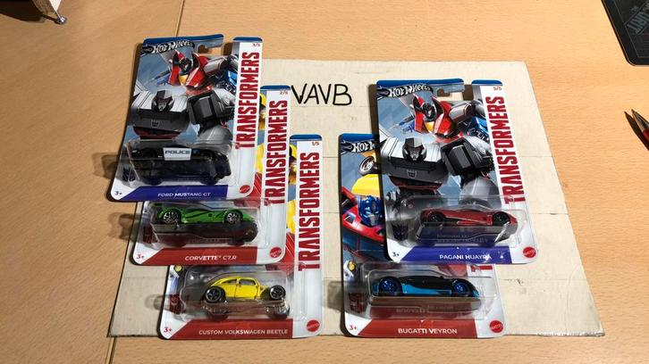 Transformers set van 5 stuks Hot Wheels Hotwheels VAVB nieuw, Hobby en Vrije tijd, Modelauto's | Overige schalen, Nieuw, Auto