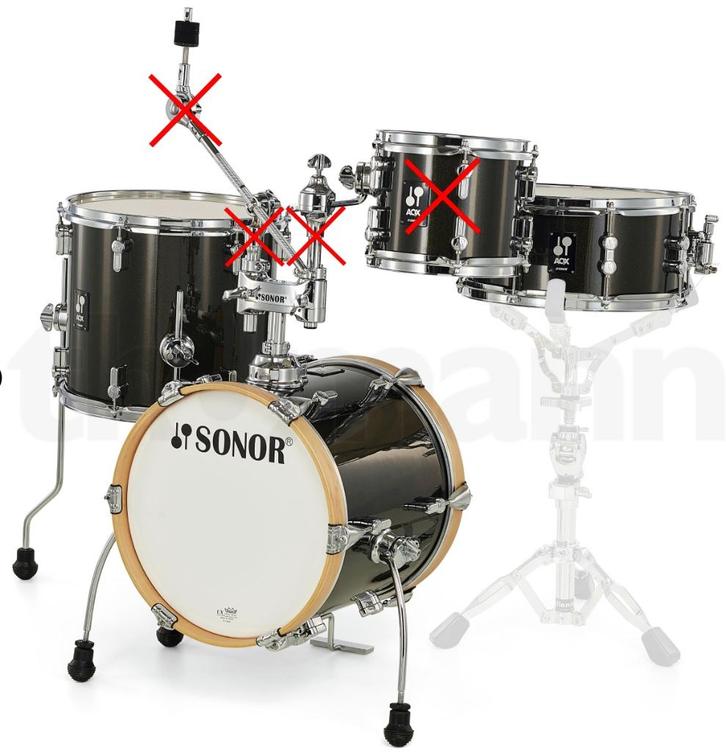 Sonor AQX Set Micro (zonder tom + houder en cymbal stand), Muziek en Instrumenten, Drumstellen en Slagwerk, Nieuw, Sonor, Ophalen of Verzenden