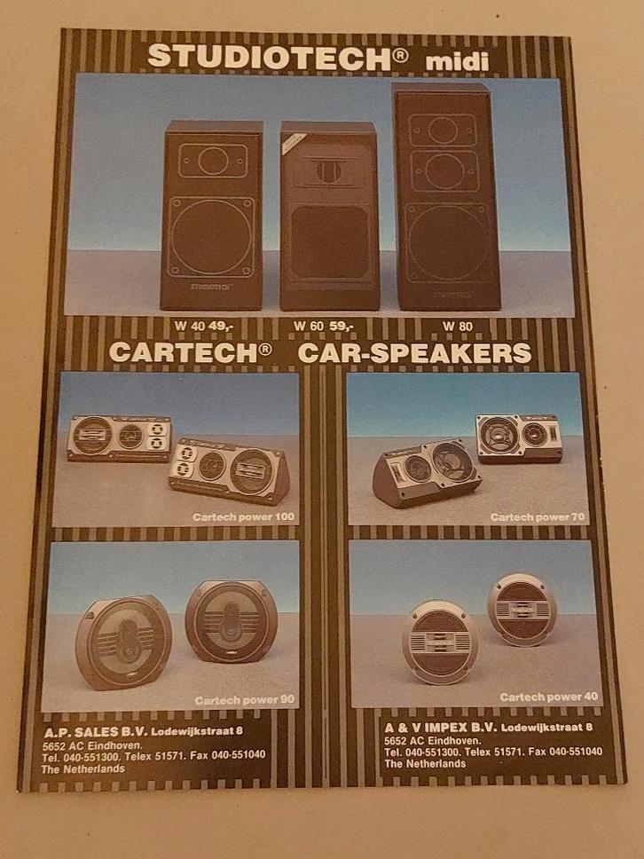 Studiotech power serie speakers boxen flyer, Verzamelen, Elektronische Apparatuur, Overige typen, Ophalen of Verzenden