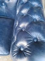 Nieuwe Chesterfield club fauteuil blauw leer + BEZORGING, Huis en Inrichting, Fauteuils, Chesterfield, Nieuw, Ophalen of Verzenden