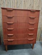Teak ladekast, eyecatcher!, Huis en Inrichting, Kasten | Ladekasten, Ophalen, Gebruikt, 5 laden of meer, 100 tot 150 cm