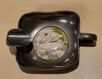 Etain Zinn pewter asbakje met zwanenmotief in midden. 94%, Antiek en Kunst, Ophalen